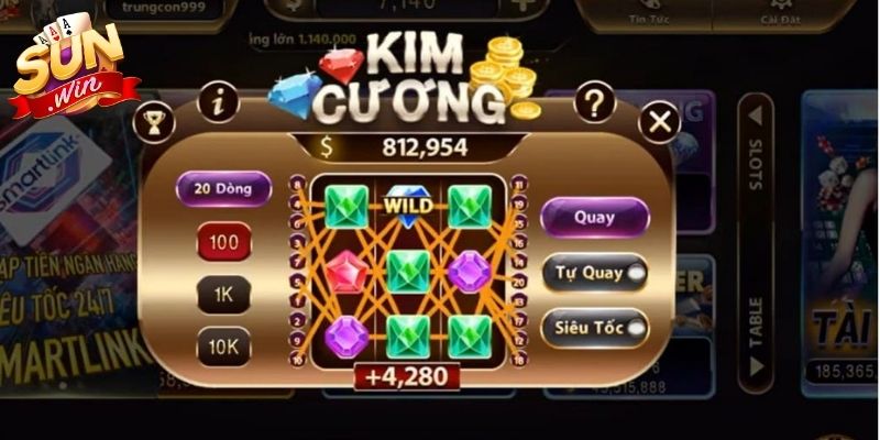 Kim Cương Sunwin – Quay Hũ Thả Ga, Rinh Thưởng Cực Đã 2 Kết quả vòng quay với các biểu tượng xếp thẳng hàng hợp lệ