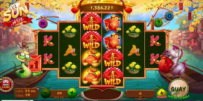 Sắc Xuân Chợ Tết Sunwin – Game Lễ Hội Bùng Nổ Đầu Năm 2 Biểu tượng Wild không tính thưởng thông thường